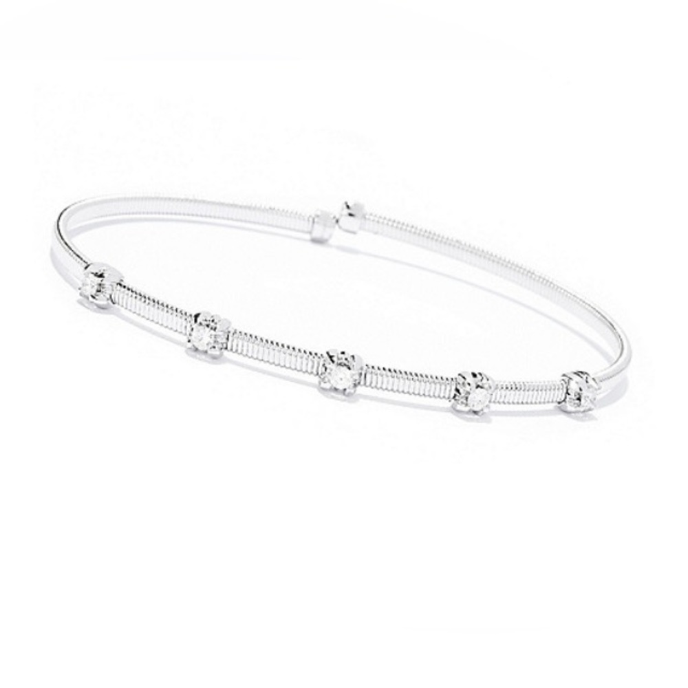 Sonia Bitton Galerie de Bijoux 14k White Gold 6.5” 0.25ctw Diamond Flex Bracelet